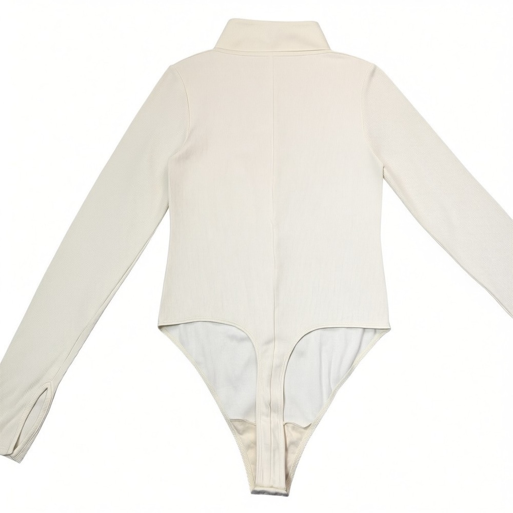 NWT New $145 Hudson Long Sleeve Hook & Eye Ecru Bodysuit Size L - Picture 4 of 10